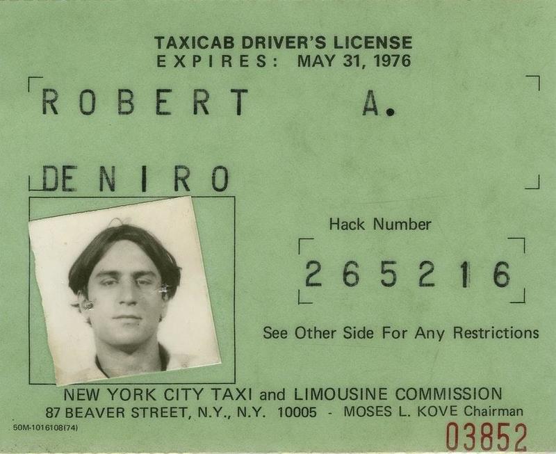 New York "Cabbie" - Robert De Niro's taxicab driver's license, 1976 10